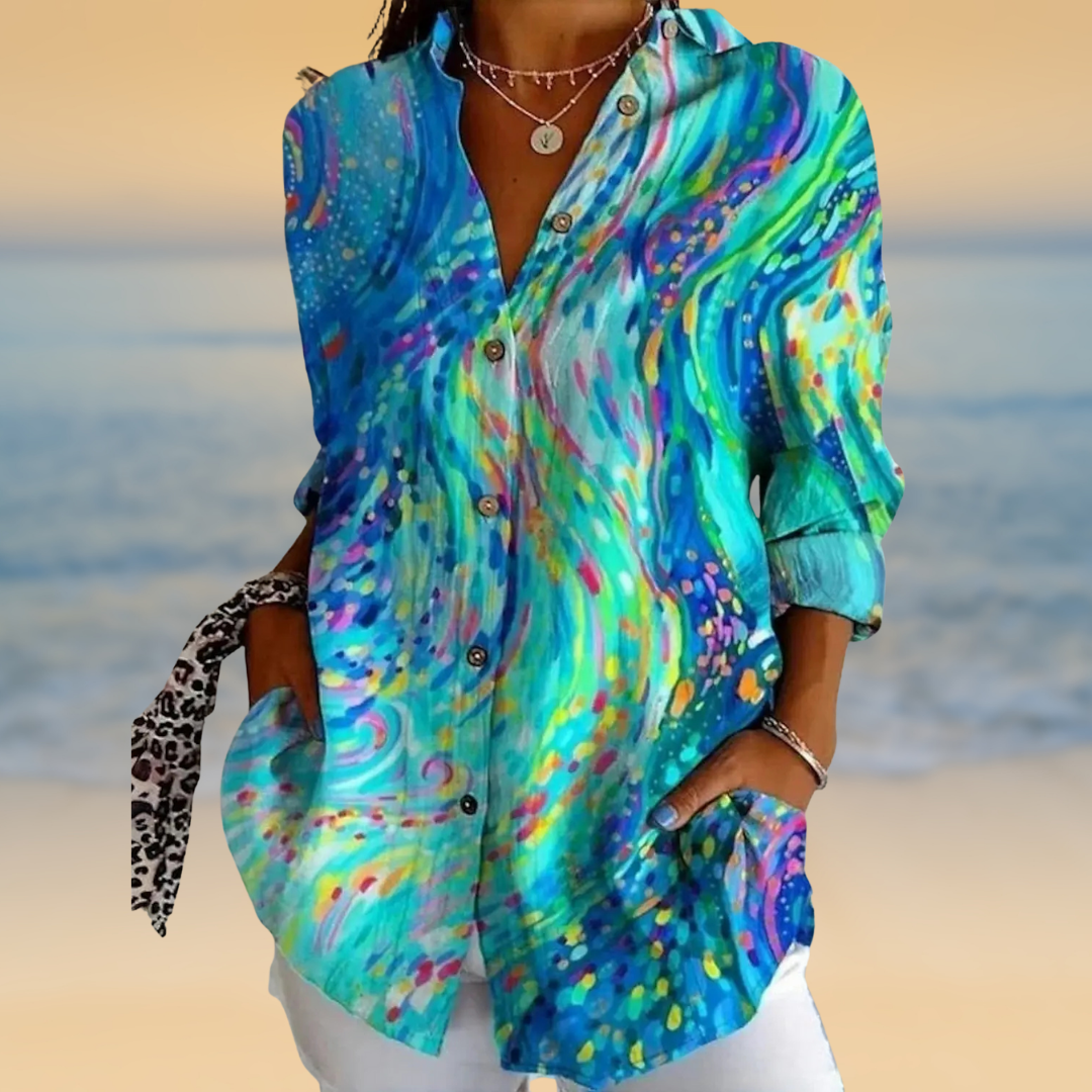 ZADIYA™ |  ABSTRACT WATERCOLOR BLOUSE