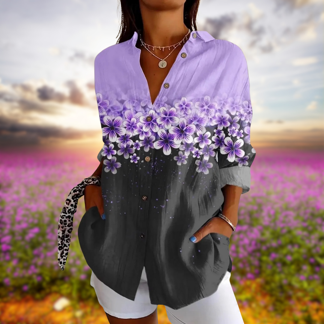 ZADIYA™ | FLORAL BUTTON-DOWN BLOUSE