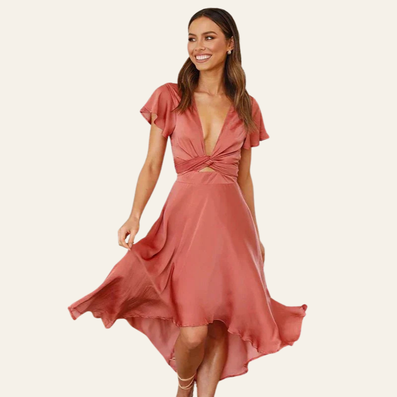 ZADIYA™ | FLUTTER SLEEVE MIDI DRESS