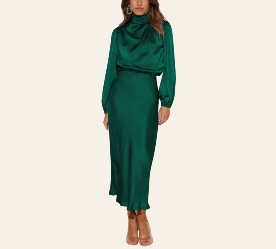 ZADIYA™ | SILK LONG SLEEVE DRESS