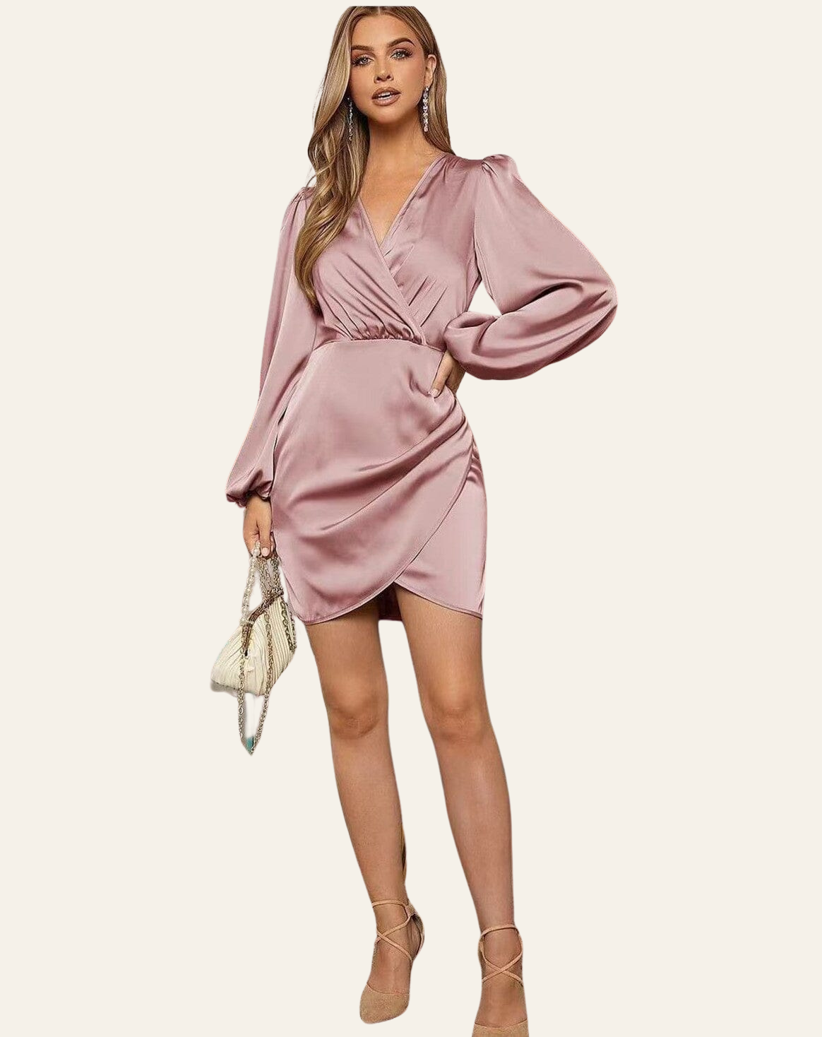 ZADIYA™ | SATIN PUFF SLEEVE DRESS