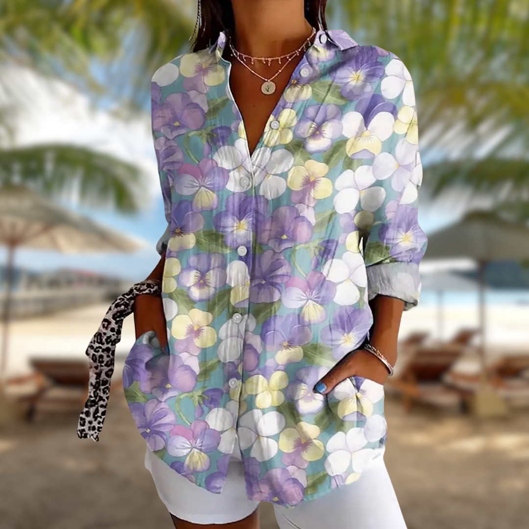 ZADIYA™ | FLORAL LONG-SLEEVE BLOUSE