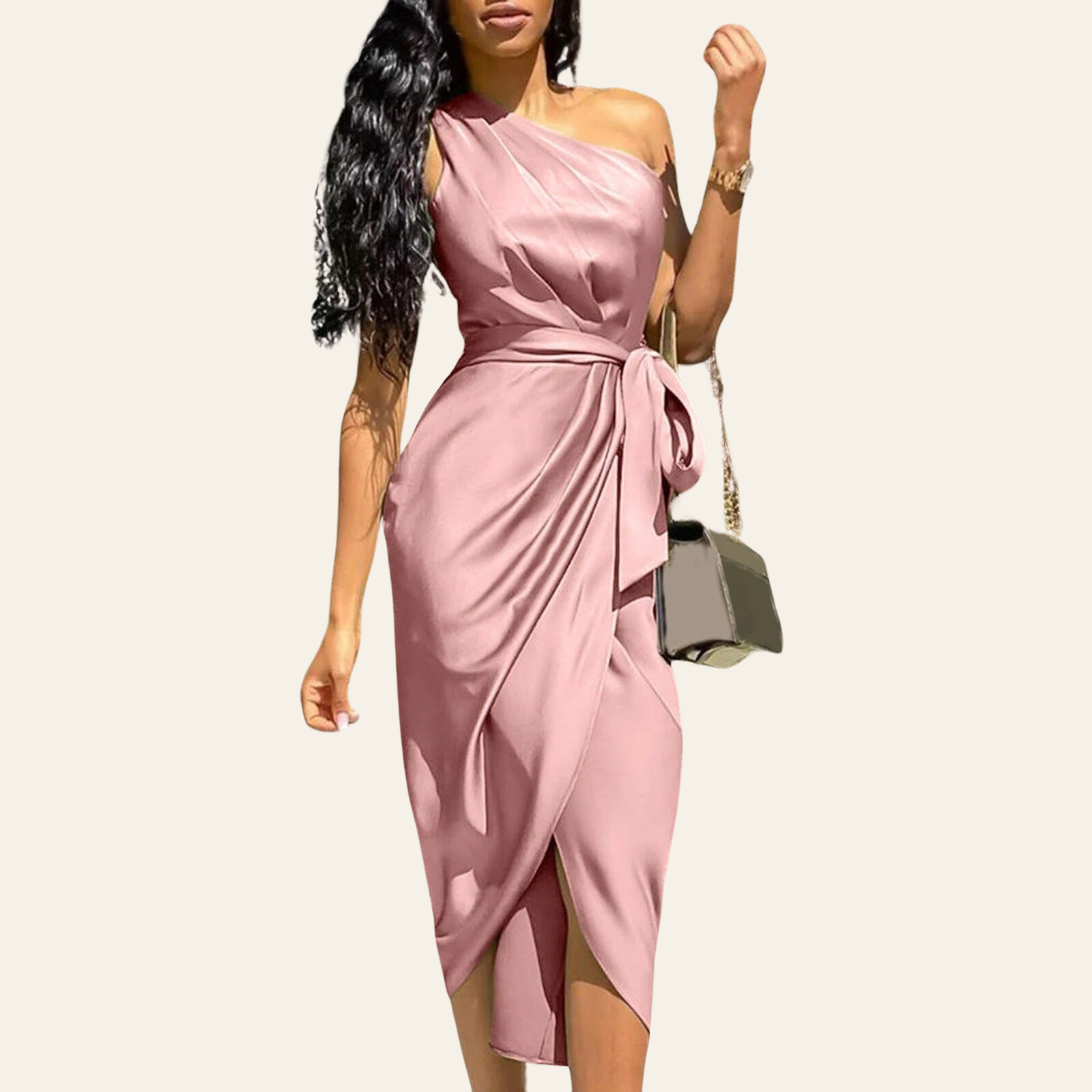 ZADIYA™ | SILK ASYMMETRIC RUFFLE MAXI DRESS