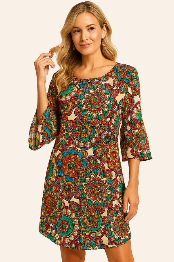 ZADIYA™ | BOHO PRINTED MIDI DRESS