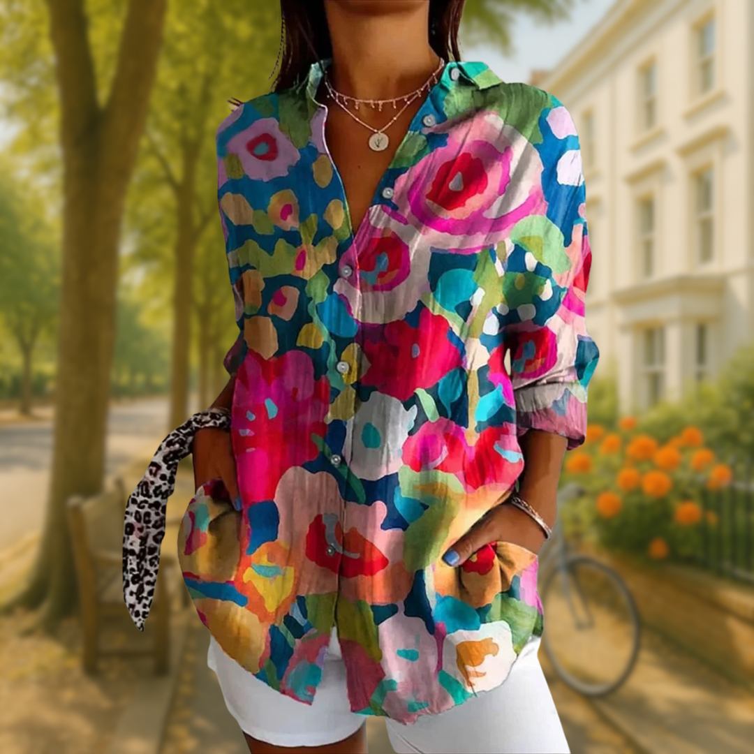 ZADIYA™ | FLORAL BUTTON-DOWN BLOUSE