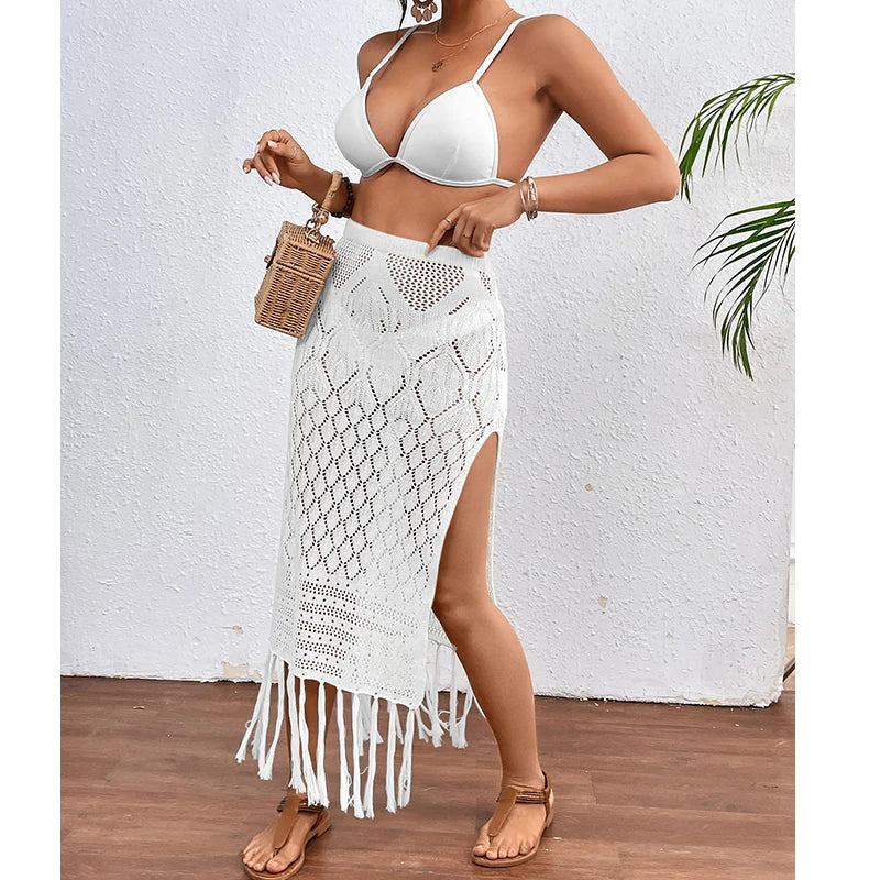 ZADIYA™ | Sunset Tassel Slit Sheer Skirt
