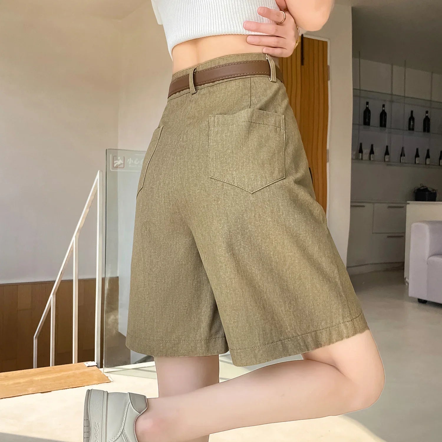 ZADIYA™ | Cotton-Linen High Waist Shorts