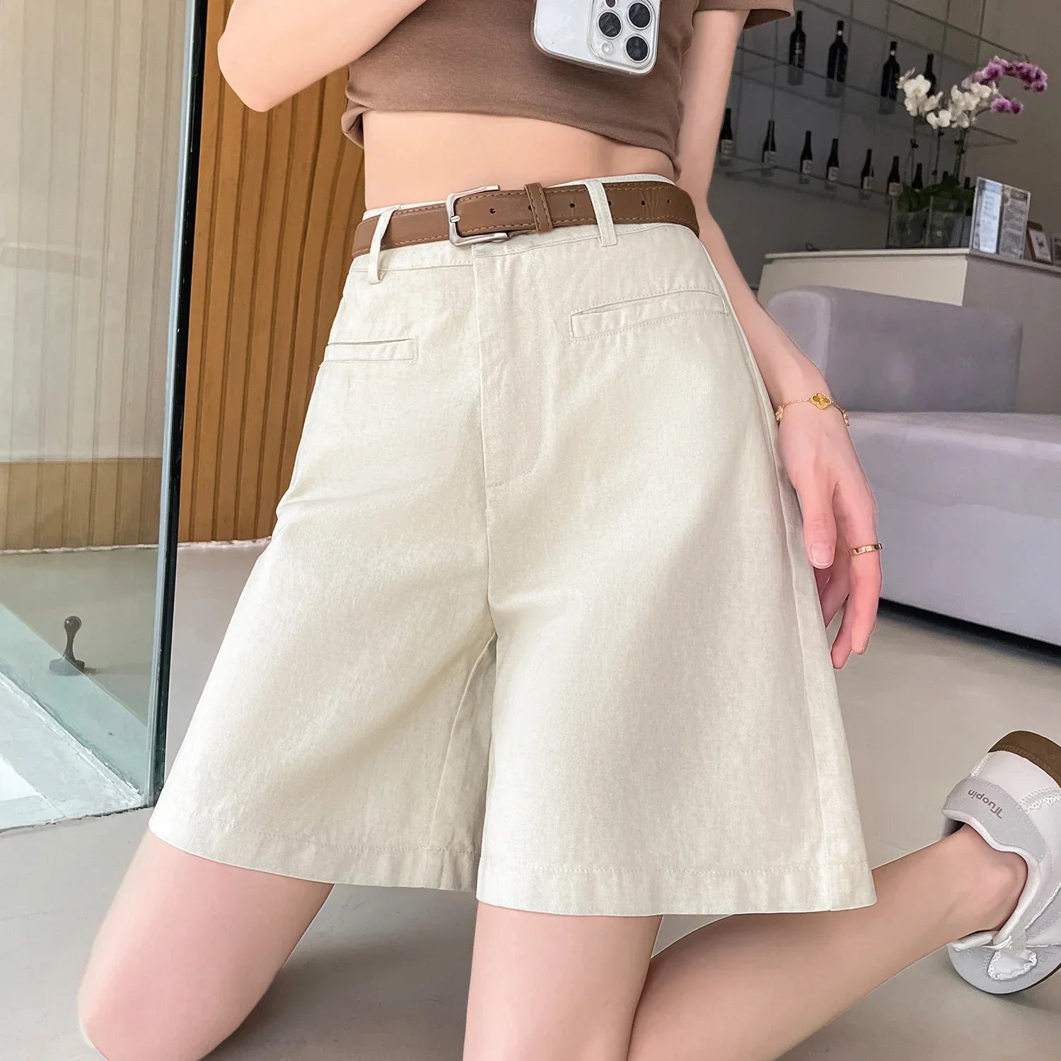 ZADIYA™ | Cotton-Linen High Waist Shorts