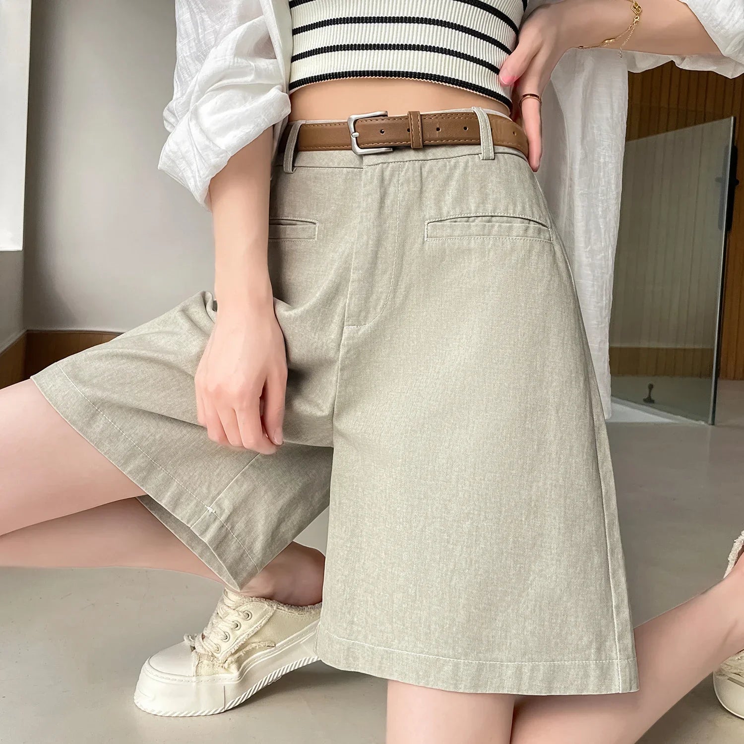 ZADIYA™ | Cotton-Linen High Waist Shorts