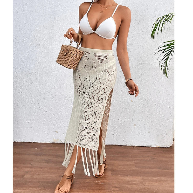 ZADIYA™ | Sunset Tassel Slit Sheer Skirt