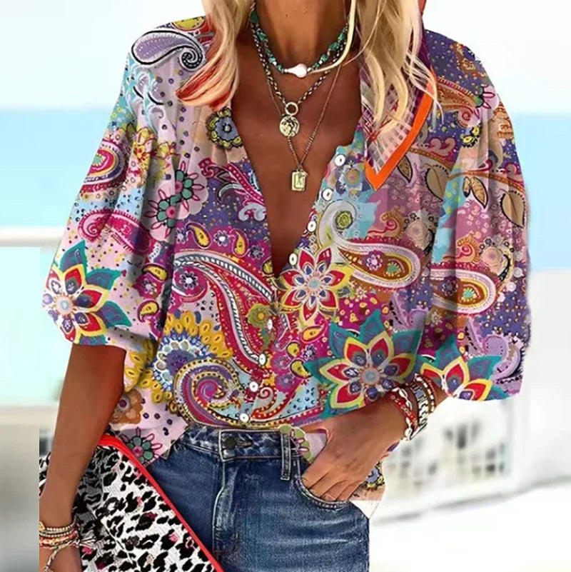 ZADIYA™ |  VINTAGE BUTTON BLOUSE