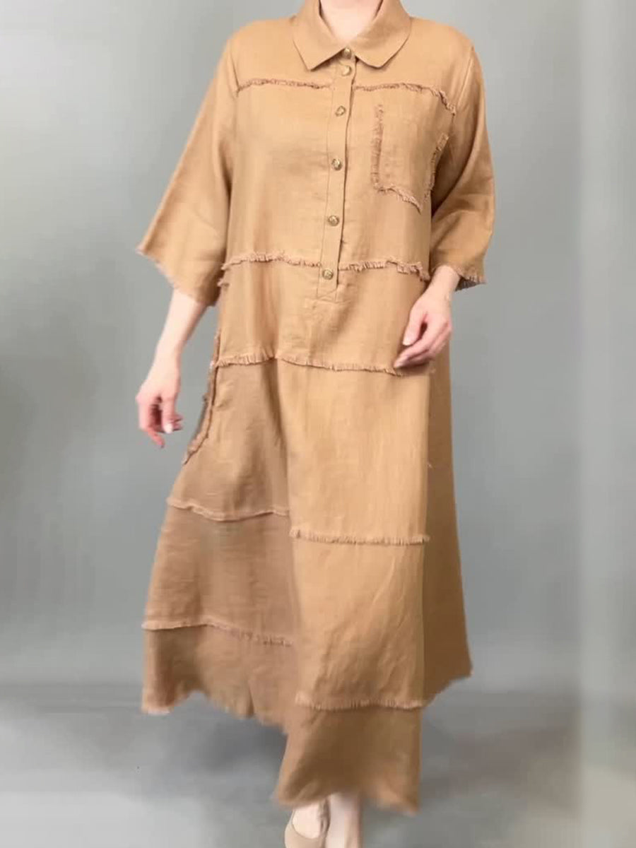 ZADIYA™ | Tassel Pocket Linen Shirt Dress