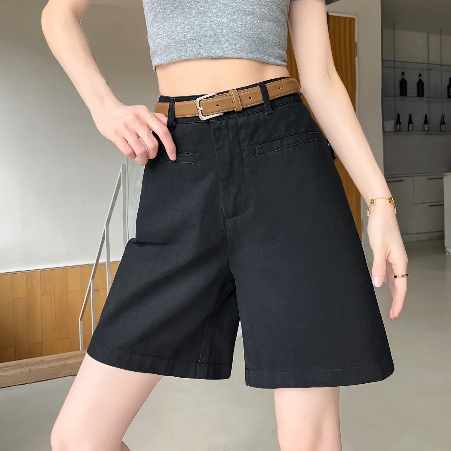 ZADIYA™ | Cotton-Linen High Waist Shorts
