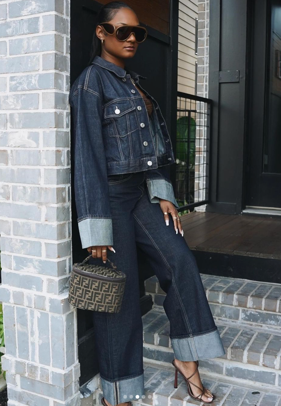 ZADIYA™ | COLLARED LONG SLEEVES DENIM TWO-PIECE SET