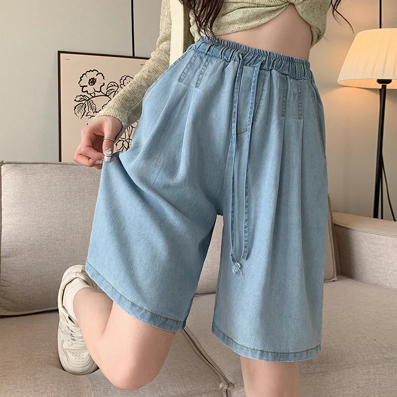 ZADIYA™ | Tencel High Waist Wide-Leg Shorts