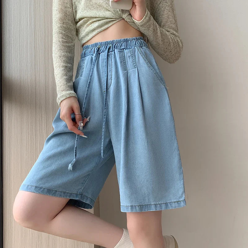 ZADIYA™ | Tencel High Waist Wide-Leg Shorts