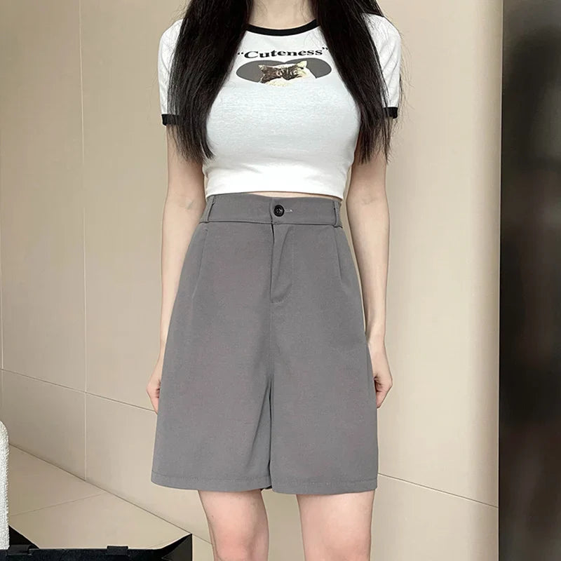 ZADIYA™ | Classic High Waist Suit Shorts