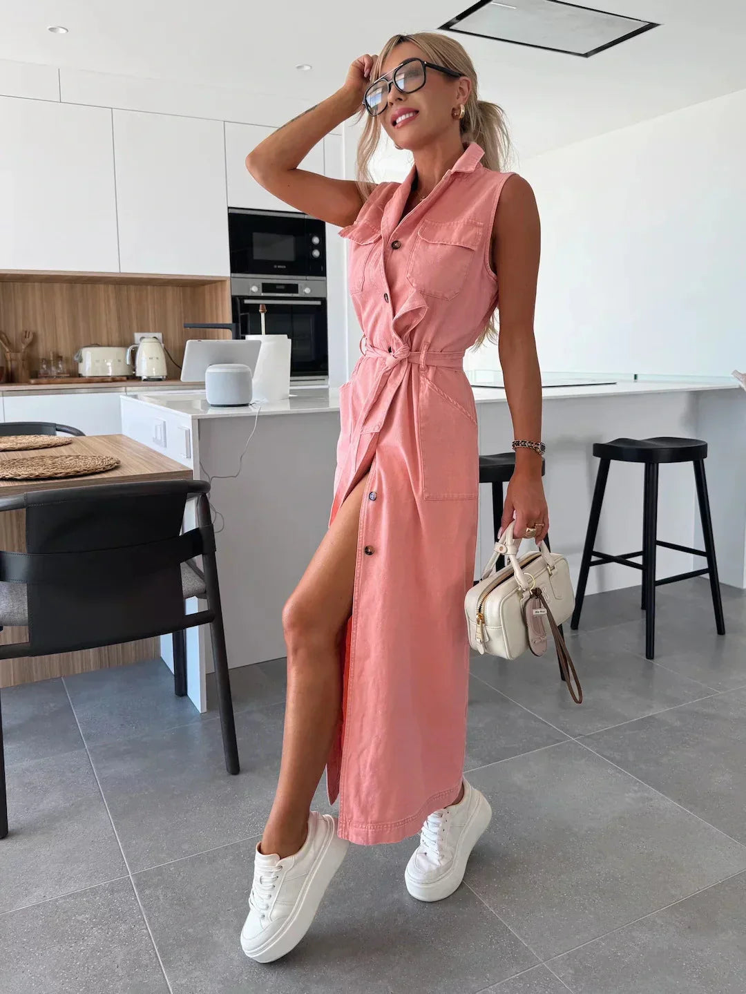 ZADIYA™ | STRUCTURED MAXI DENIM DRESS