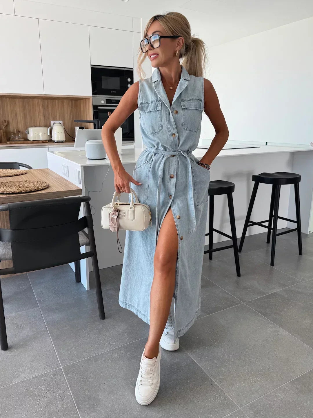 ZADIYA™ | STRUCTURED MAXI DENIM DRESS