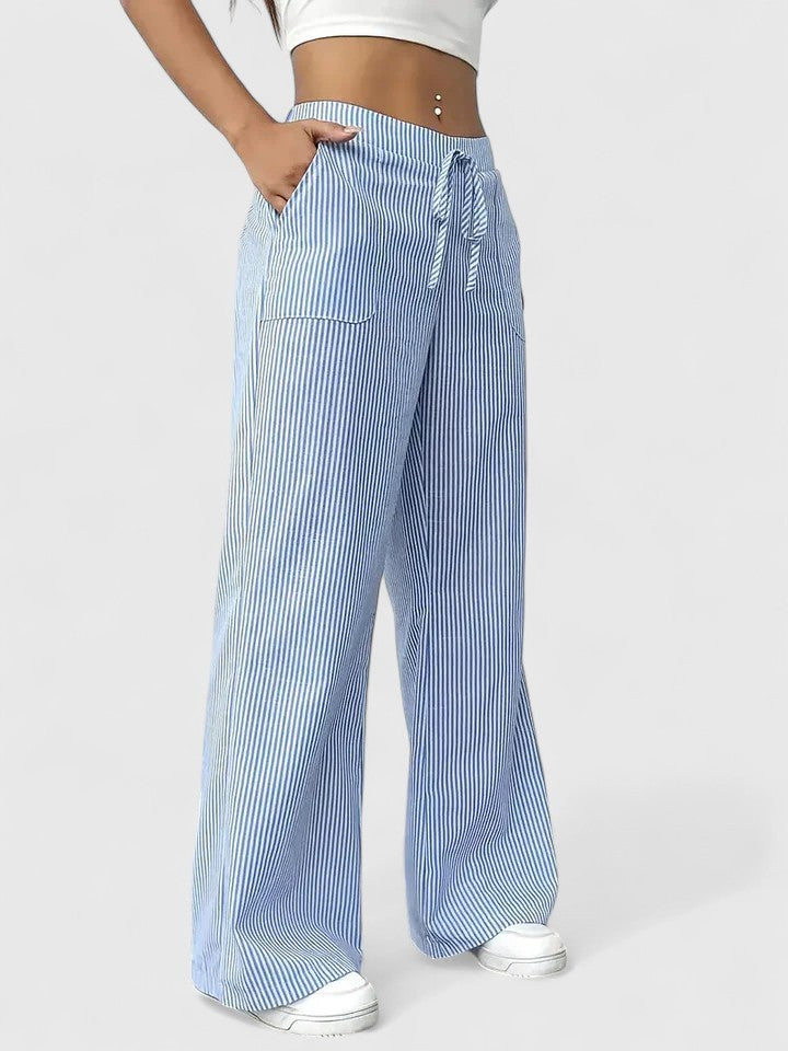 ZADIYA™ | Wide-Leg Striped Trousers