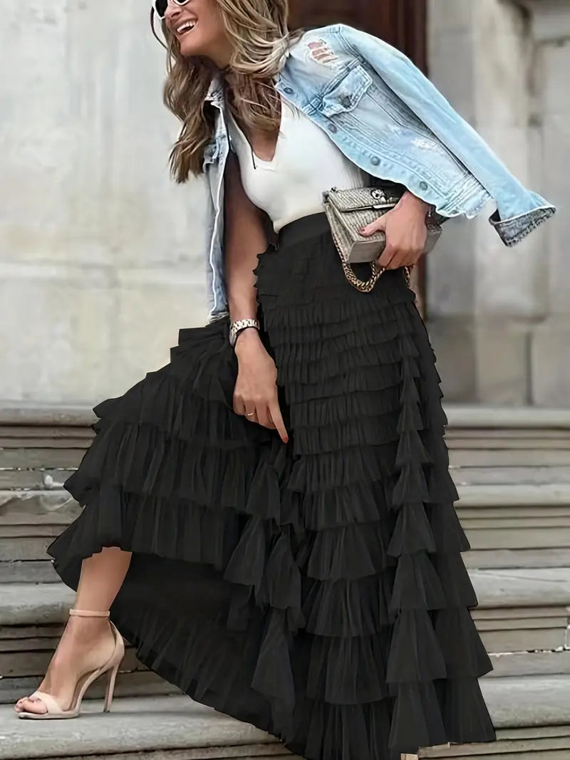 ZADIYA™ | Cascade Layered Hem Skirt