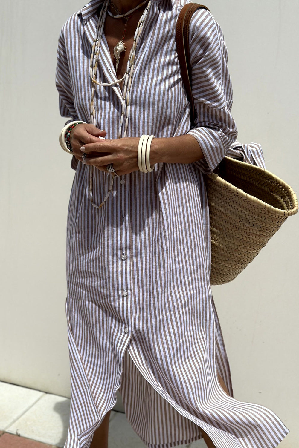 ZADIYA™ | STRIPED SHIRT DRESS WITH REFINED COMFORT & CLASSIC STYLE