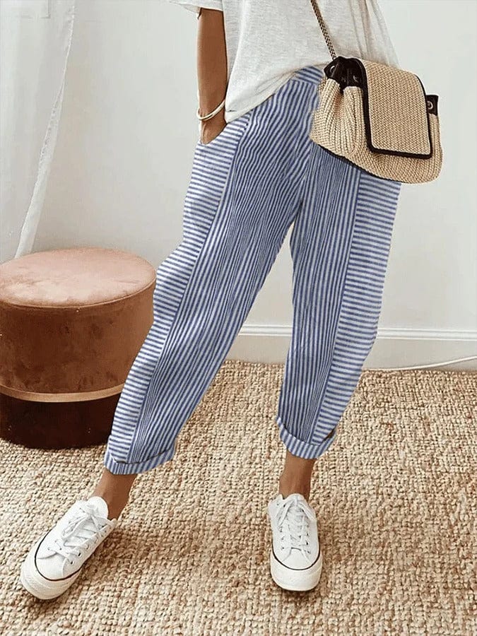 ZADIYA™ | Lina Linen Striped Pants