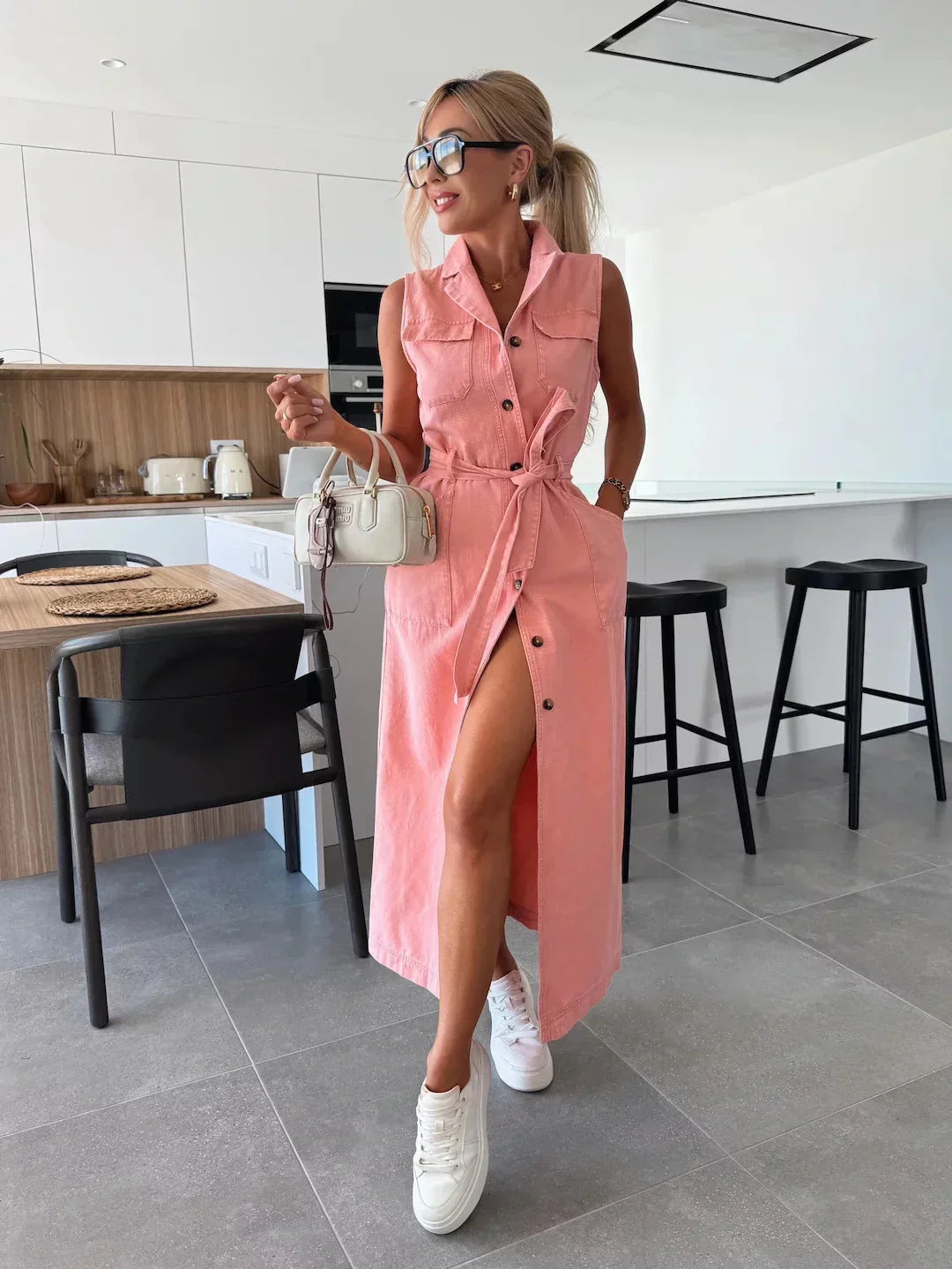 ZADIYA™ | STRUCTURED MAXI DENIM DRESS