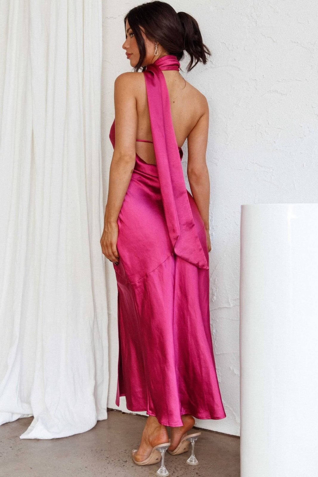 ZADIYA™ | SILK HALTERNECK MIDI DRESS