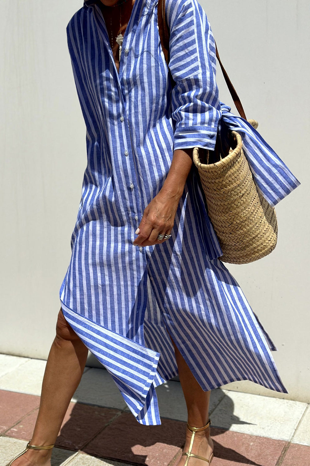 ZADIYA™ | STRIPED SHIRT DRESS WITH REFINED COMFORT & CLASSIC STYLE