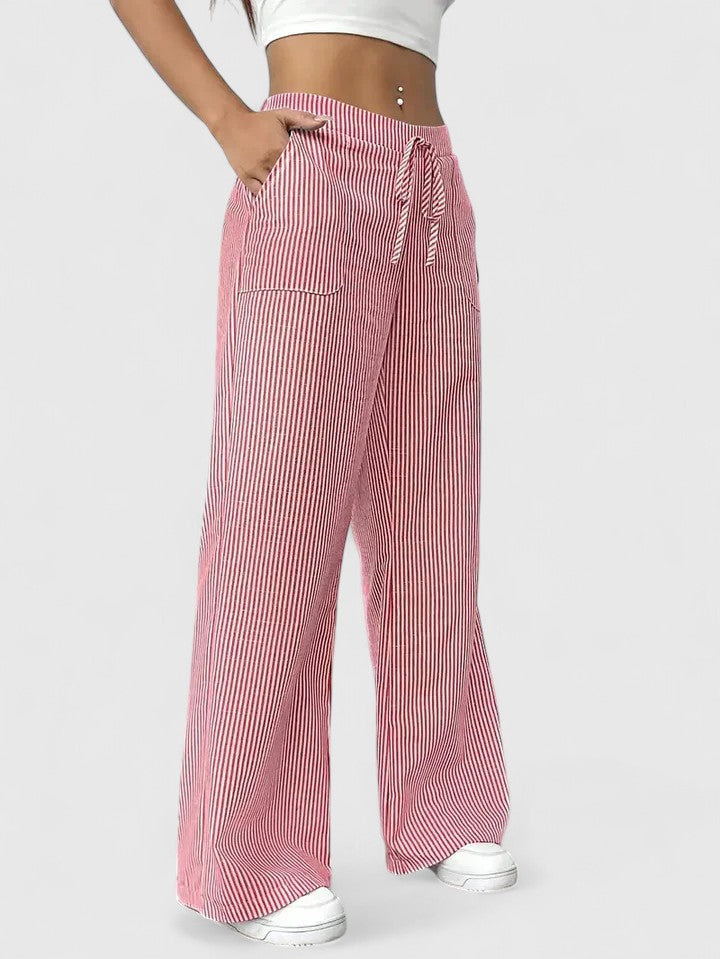 ZADIYA™ | Wide-Leg Striped Trousers