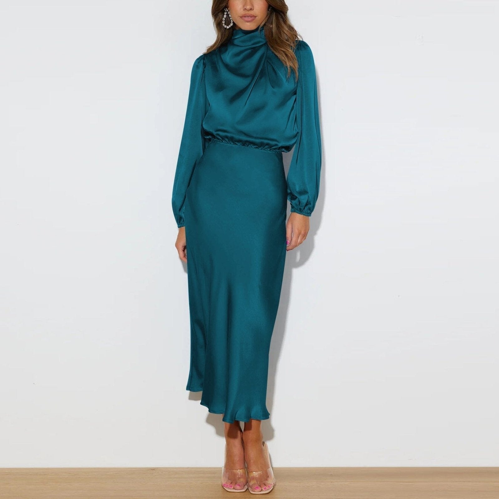 ZADIYA™ | SILK LONG SLEEVE DRESS