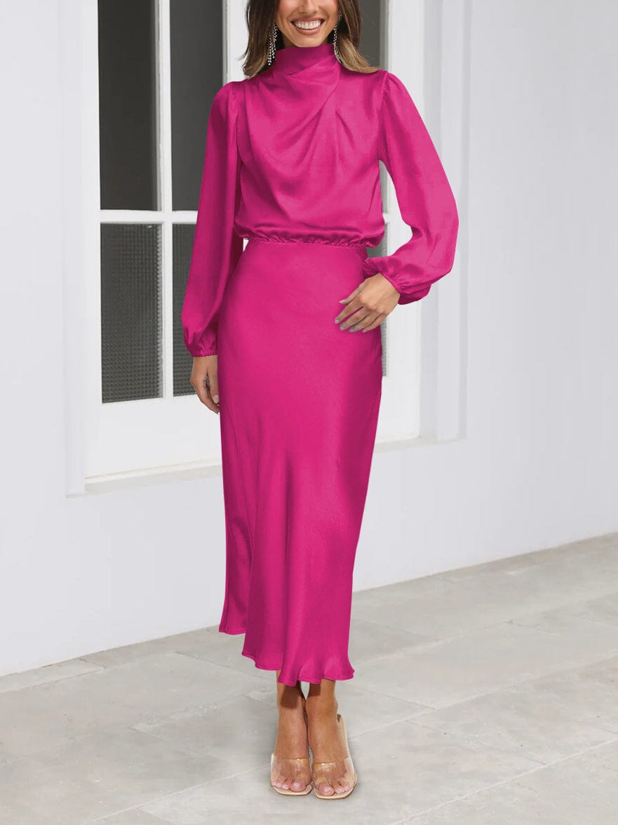 ZADIYA™ | SILK LONG SLEEVE DRESS