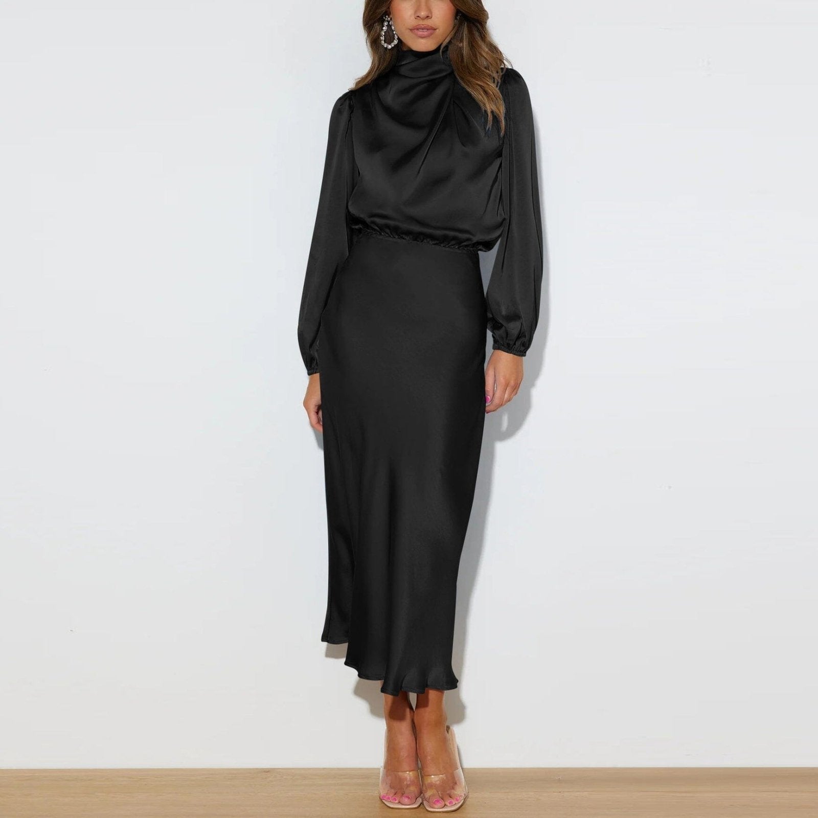 ZADIYA™ | SILK LONG SLEEVE DRESS