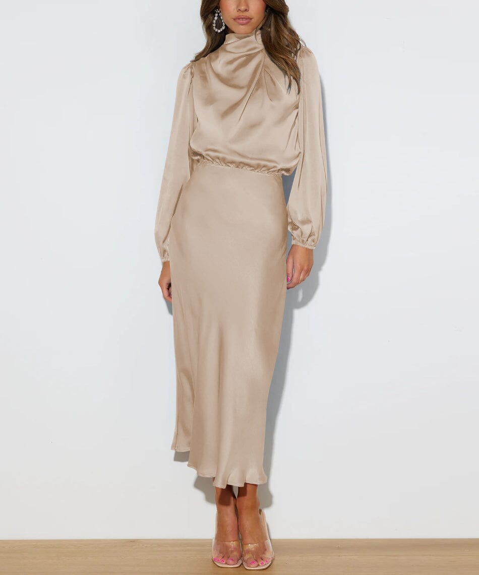 ZADIYA™ | SILK LONG SLEEVE DRESS