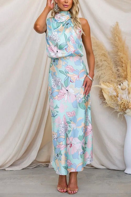 ZADIYA™ | PRINTED SATIN MAXI DRESS