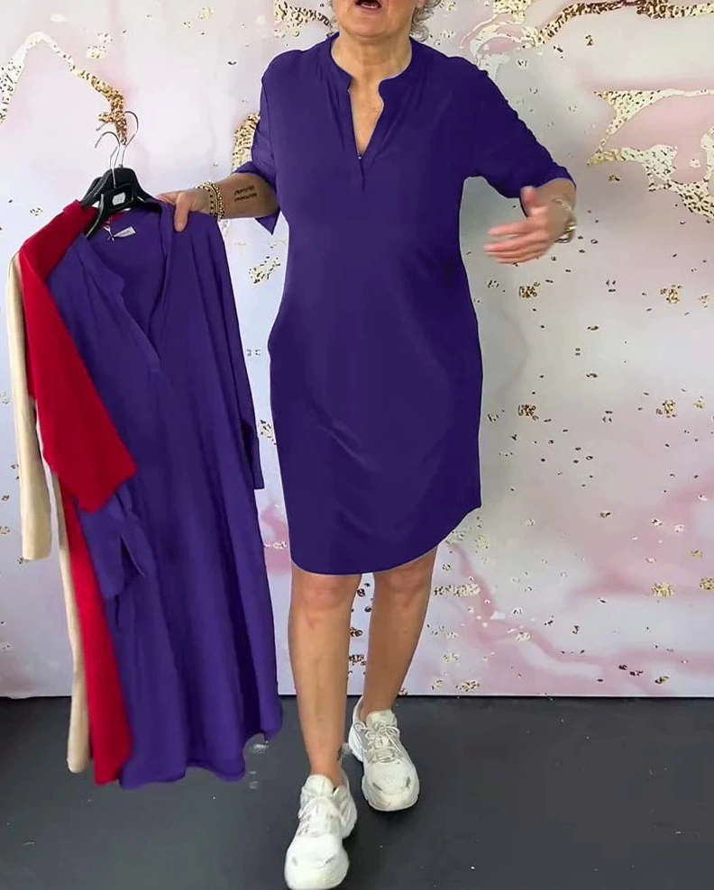 ZADIYA™ | ELEGANT V-NECK MIDI DRESS