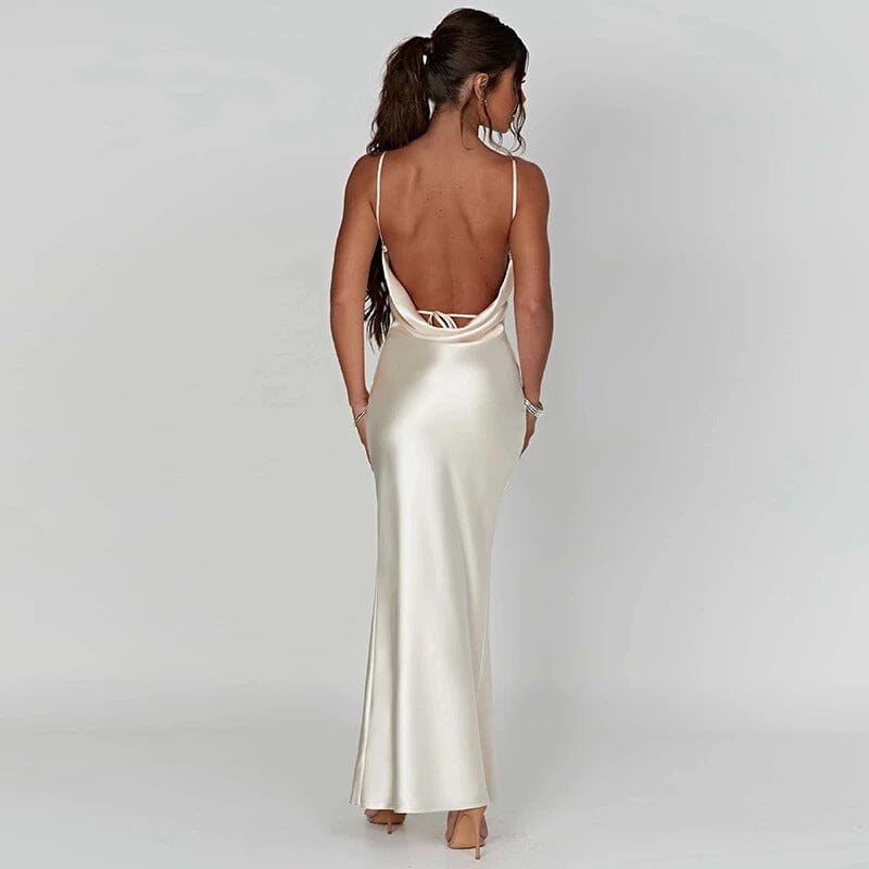 ZADIYA™ | SATIN SPAGHETTI STRAP MAXI DRESS