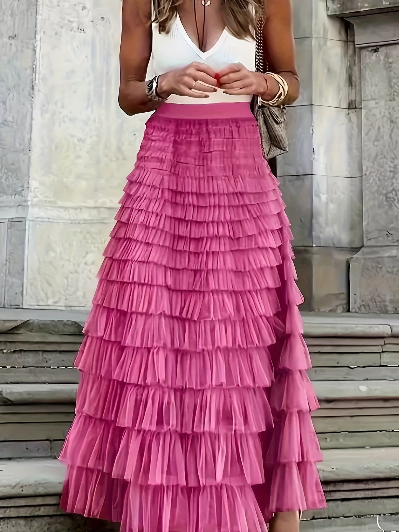 ZADIYA™ | Cascade Layered Hem Skirt