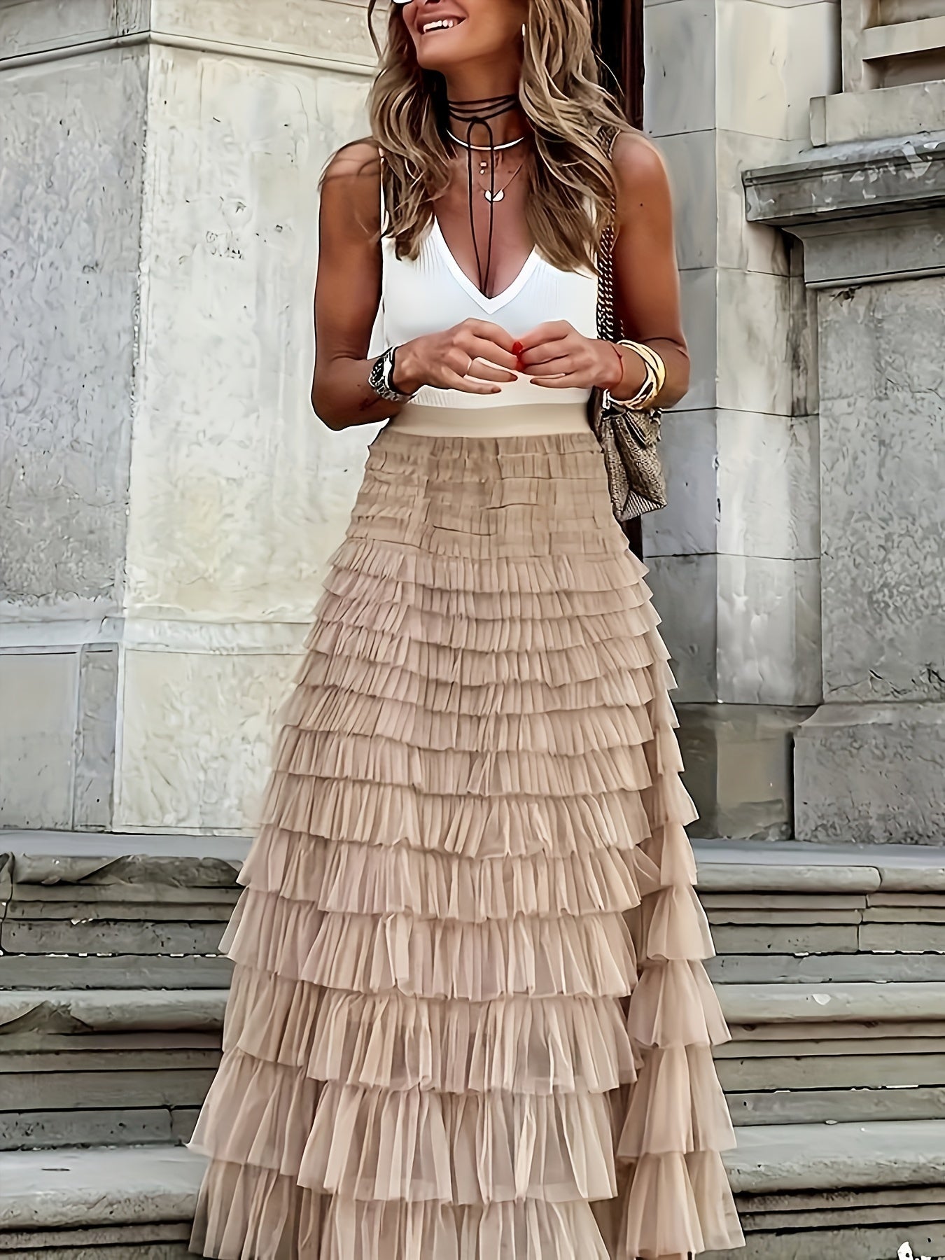 ZADIYA™ | Cascade Layered Hem Skirt