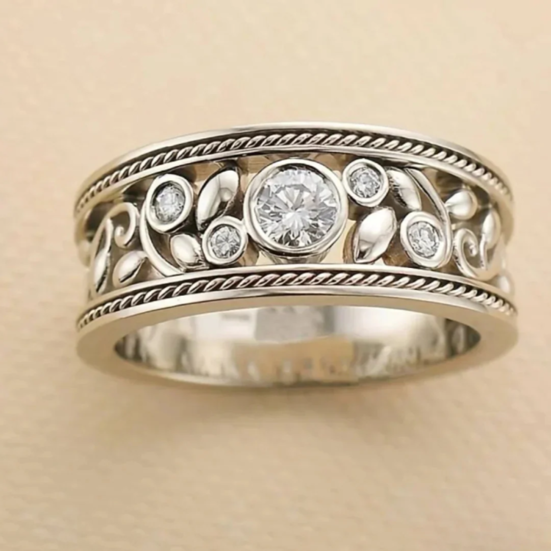 ZADIYA™ | Silver Ring with Studded Zirconias