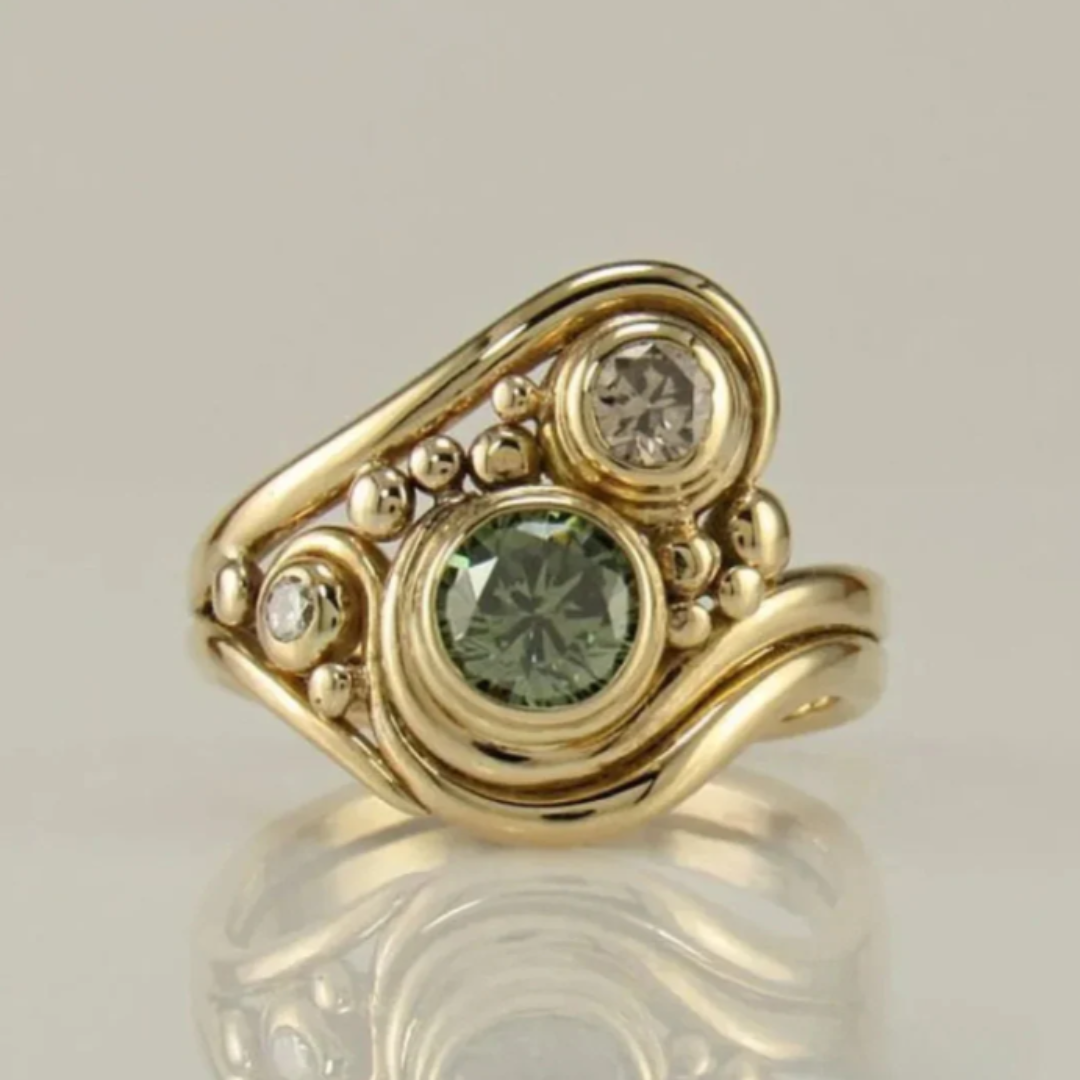 ZADIYA™ | Gold Ring with Green Zirconia