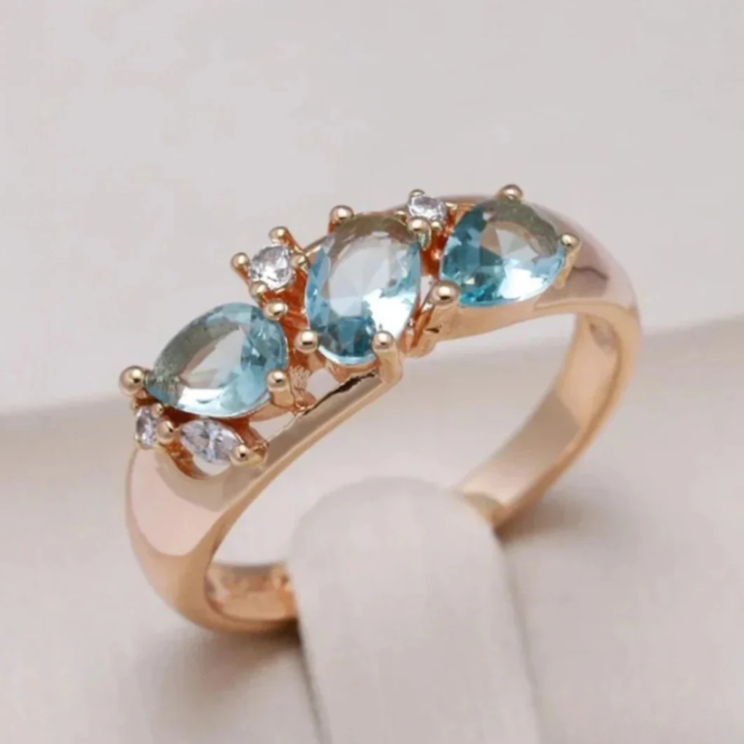 ZADIYA™ | Gold Ring with Cut Blue Zirconia