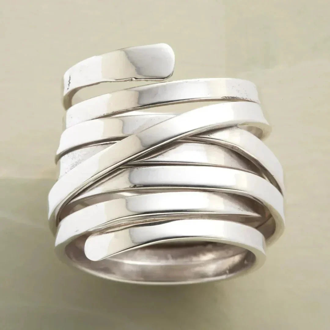 ZADIYA™ | Silver Thick Layered Ring