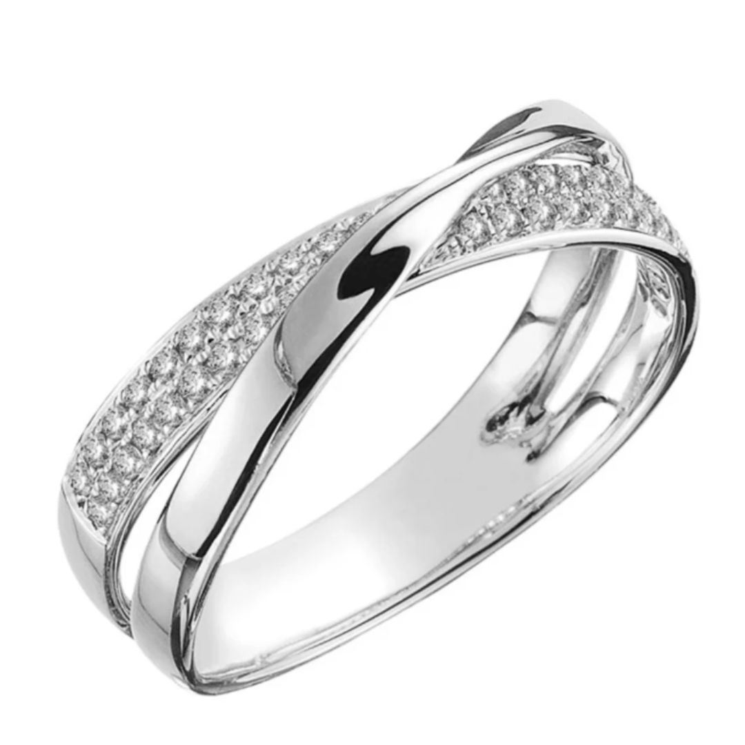 ZADIYA™ | Interlace Ring with Gold and Silver Zirconia
