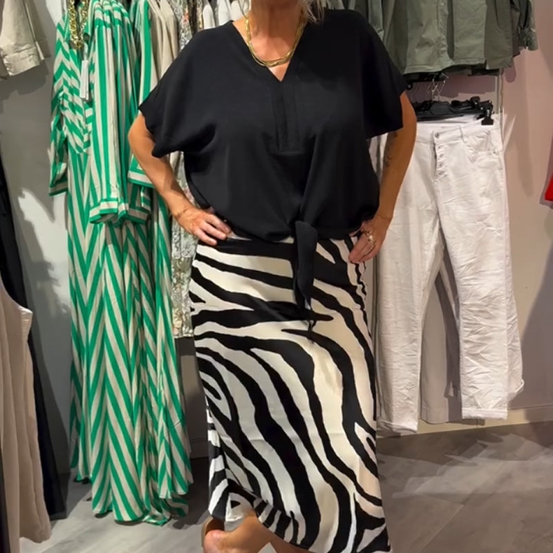 ZADIYA™ | Front-Tie Top & Midi Skirt Set