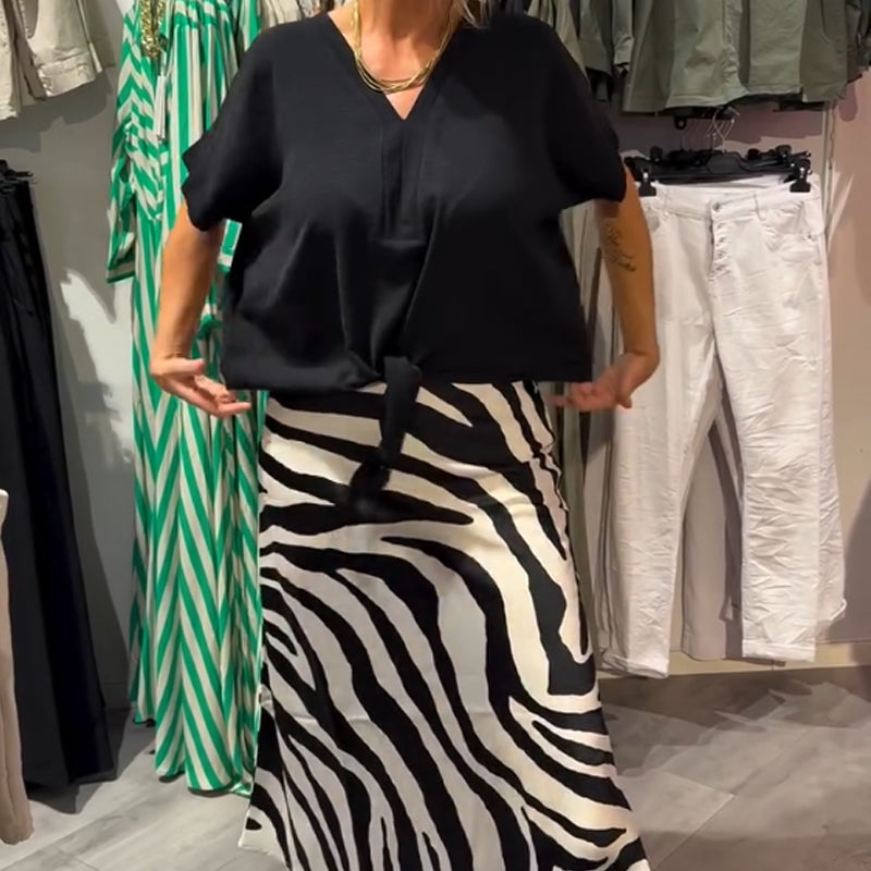 ZADIYA™ | Front-Tie Top & Midi Skirt Set