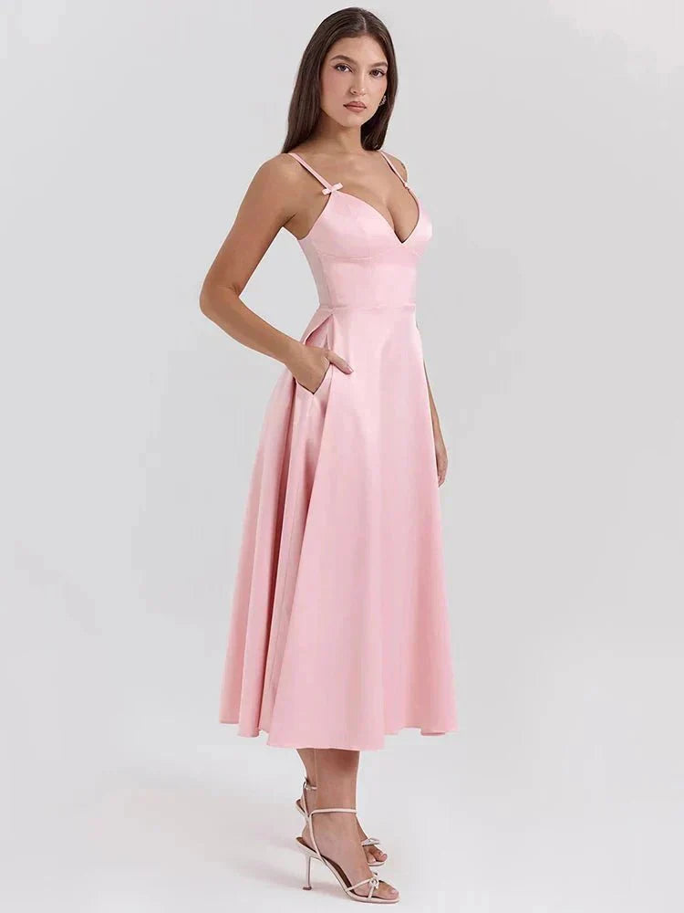 ZADIYA™ | SATIN SPAGHETTI STRAP DRESS